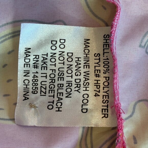 Uzzi Pink with Yellow Lemons Hawaiian Short-sleeve Shirt Top Medium - Picture 10 of 10